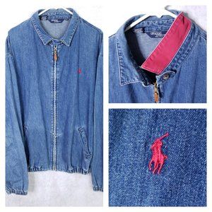 Vtg Polo Ralph Lauren Flip Collar Denim Jacket USA